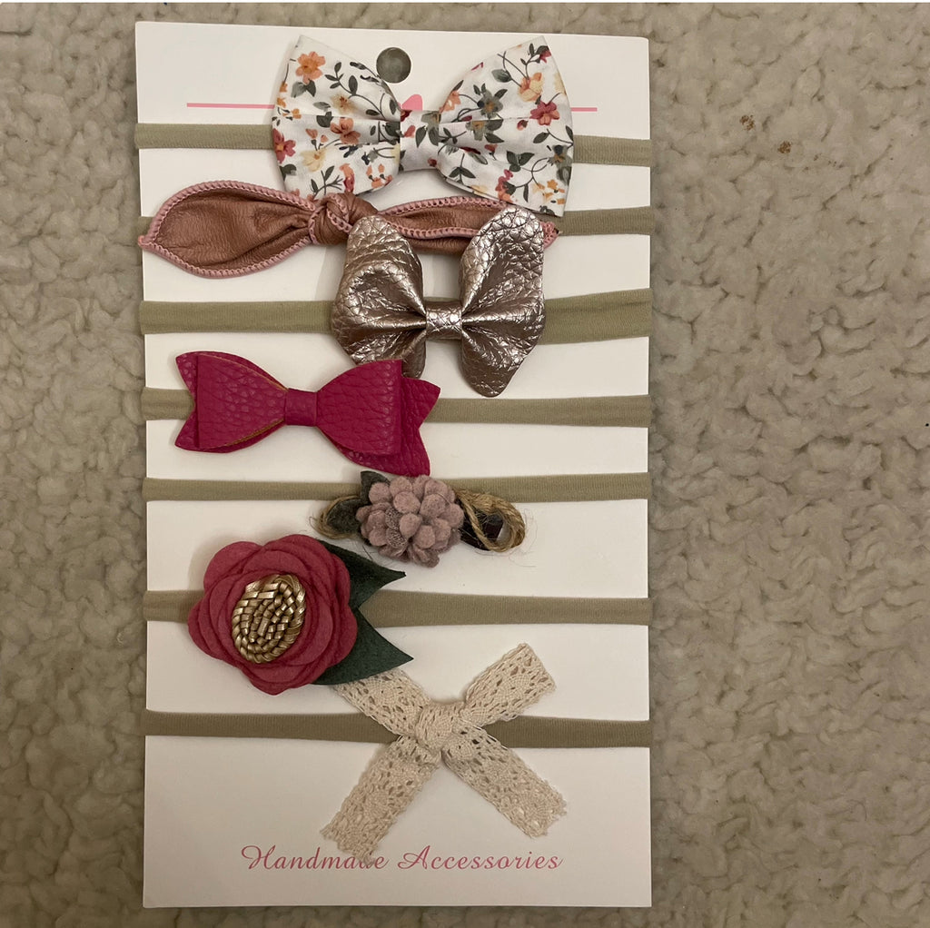 Handmade Super Soft Mix Bow Headband Set (7pcs)