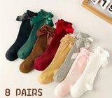 Pre-Order Solid Color Bow Socks  (Pack of 8)