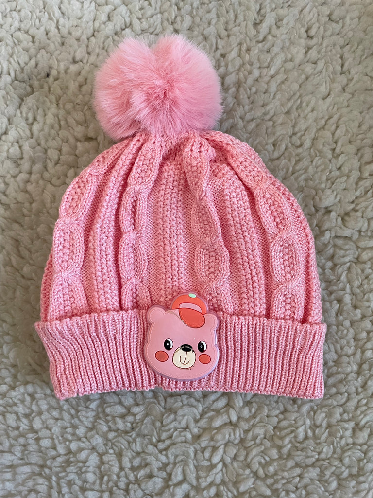 Teddy Bear Cable Knit Cap