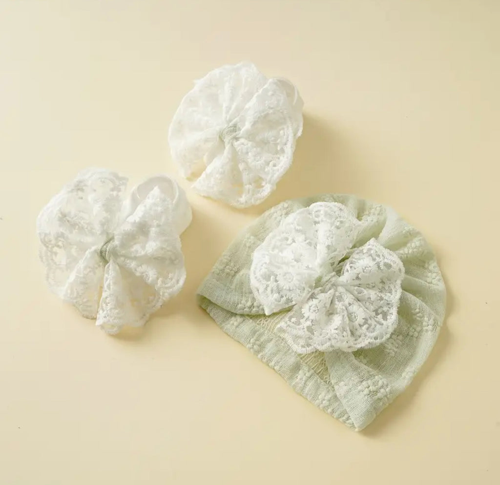 Pre-Order Lace Trim Hat & Socks Set