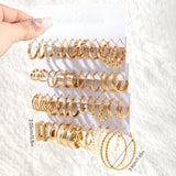 48pcs Big Hoop Earrings Set Creative Twist Design Inlaid Imitation Pearl