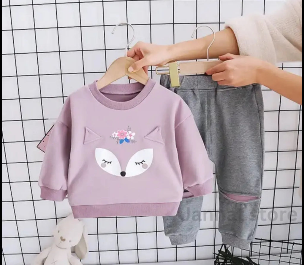 Cartoon Sweatshirt & Trouser Set (2pcs)