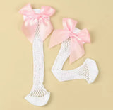 Kids Fishnet Ribbon Bow Socks