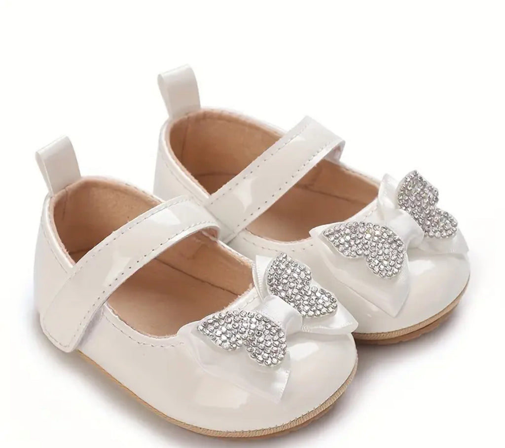 Pre-Order Rubber Sole Rhinestone Butterfly Bow Shoes