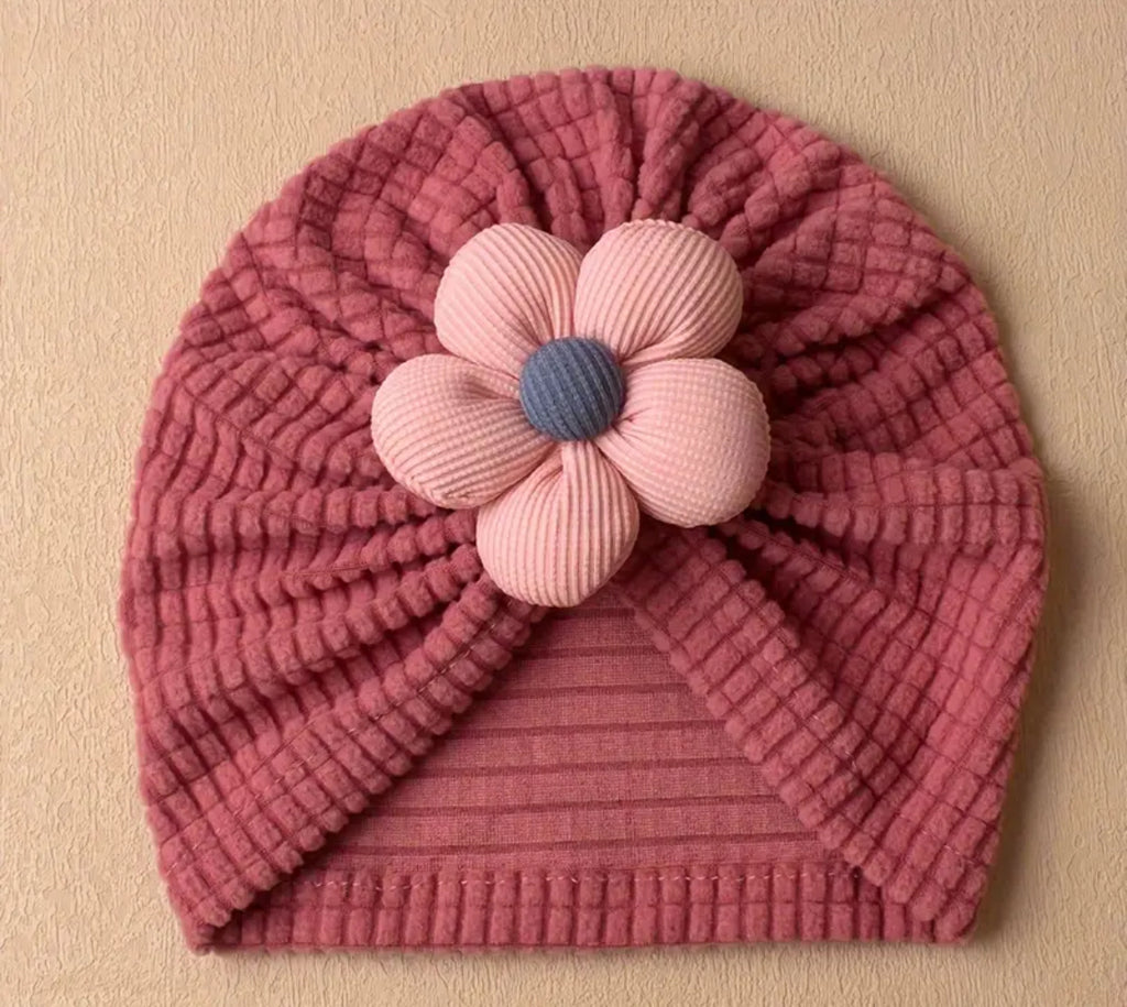 Pre-Order Striped Flower Turban Cap