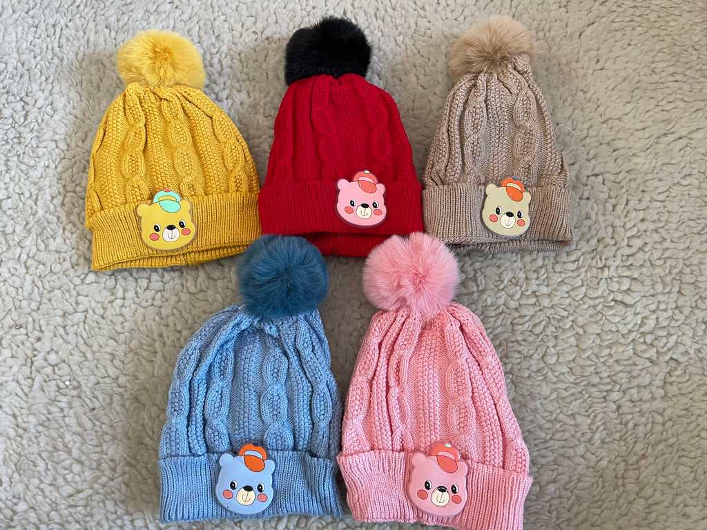 Teddy Bear Cable Knit Cap