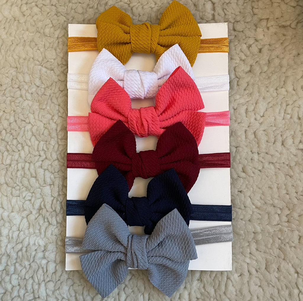 Plain Nylon Bow Headband Set (6pcs)