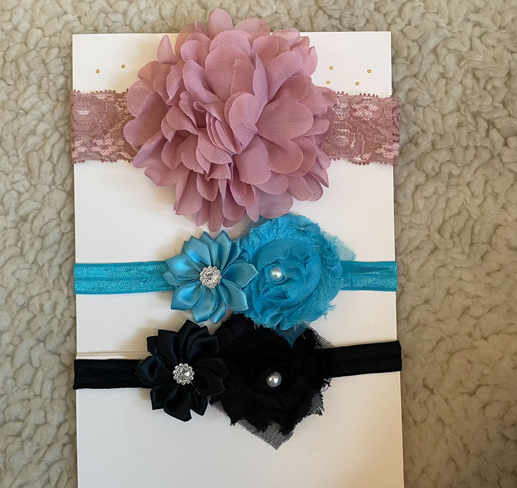 Lace Flower Headband Set (3pcs)