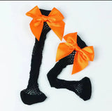 Kids Fishnet Ribbon Bow Socks