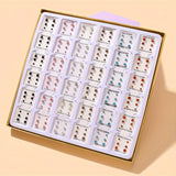 108 Pairs Multi-colored Glass Stud Earrings For Women