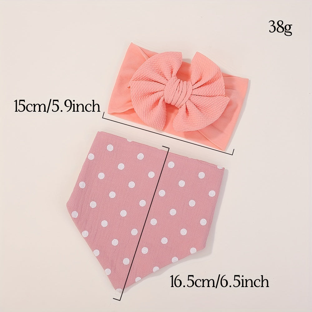 2pcs Girls Bib + Bow Headbands Set