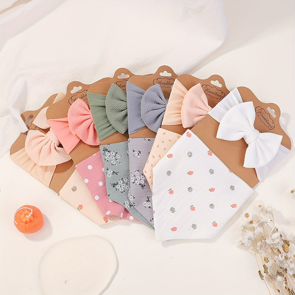 2pcs Girls Bib + Bow Headbands Set