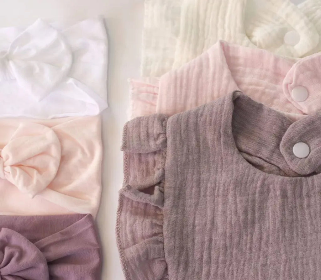Pre-Order Soft & Stretchy Bib Set With Headbands (6pcs)