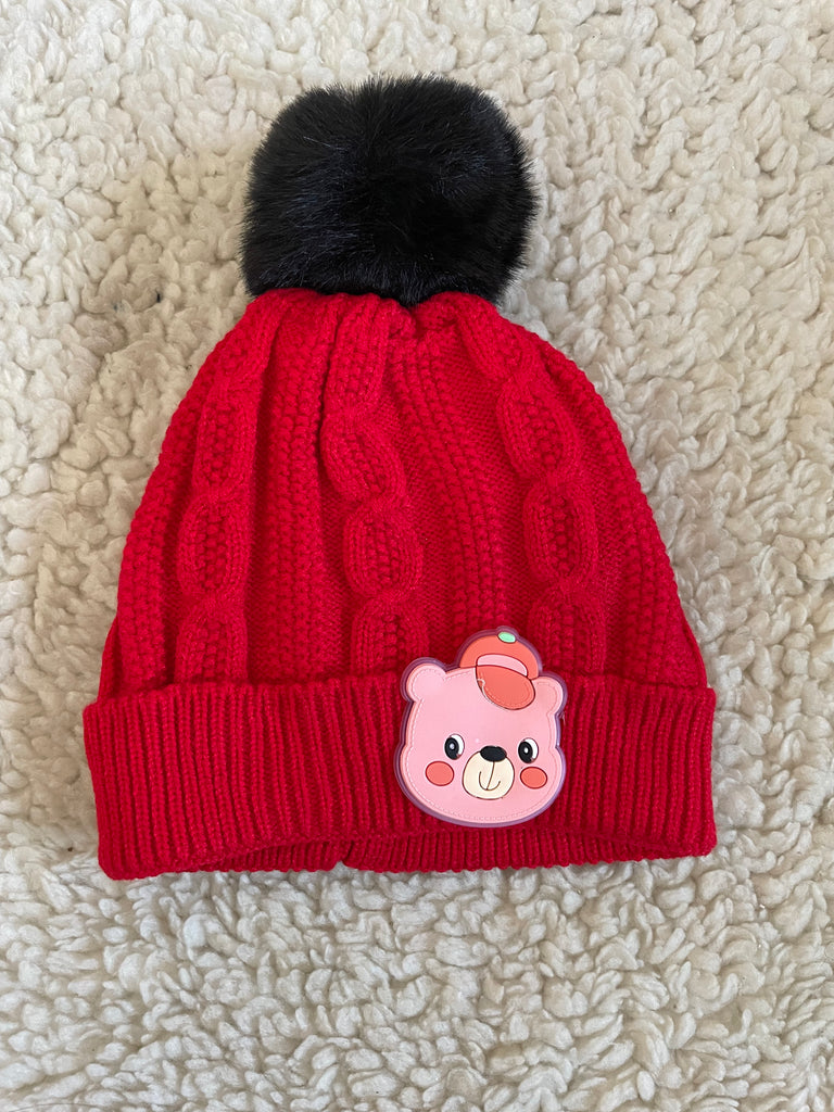 Teddy Bear Cable Knit Cap
