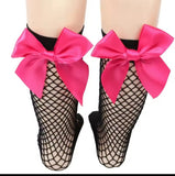 Kids Fishnet Ribbon Bow Socks