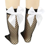 Kids Fishnet Ribbon Bow Socks
