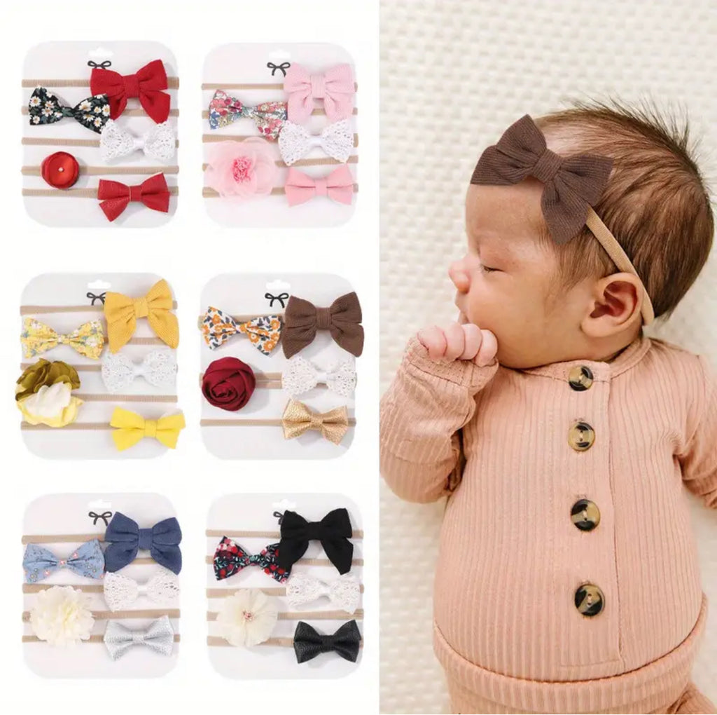 Pre-Order Flowers Bowknot Princess Headband Set (5pcs)