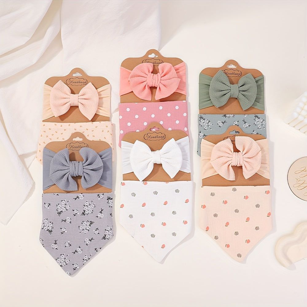 2pcs Girls Bib + Bow Headbands Set