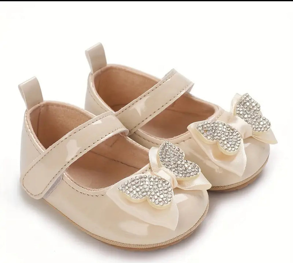 Pre-Order Rubber Sole Rhinestone Butterfly Bow Shoes