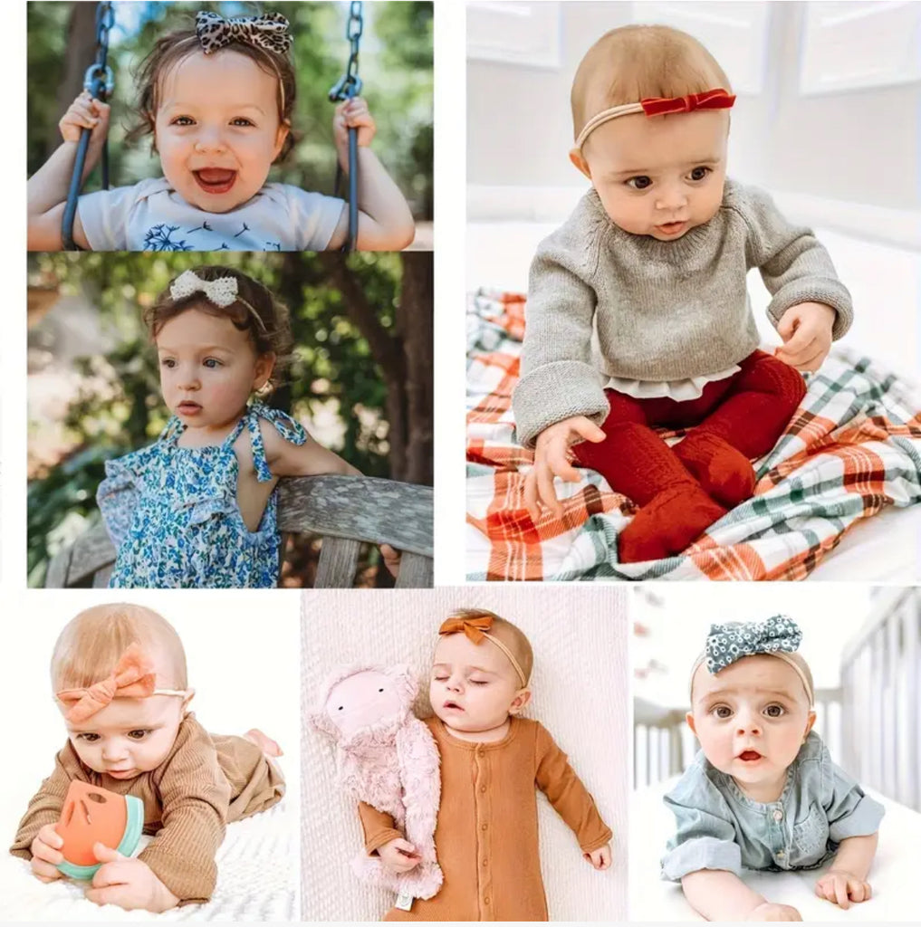 Handmade Super Soft & Stretchable Bow Headband Set (10pcs)