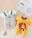 Pre-Order Dino Printed Cotton Rompers (Pack of 2)