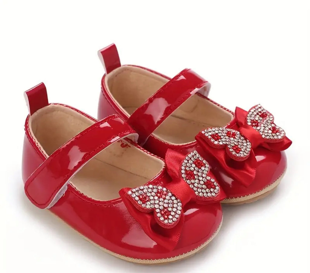 Pre-Order Rubber Sole Rhinestone Butterfly Bow Shoes