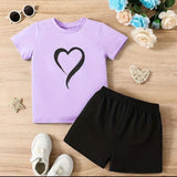 Heart Print T-Shirt & Short Set