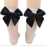 Kids Fishnet Ribbon Bow Socks