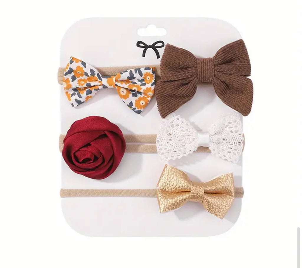 Pre-Order Flowers Bowknot Princess Headband Set (5pcs)