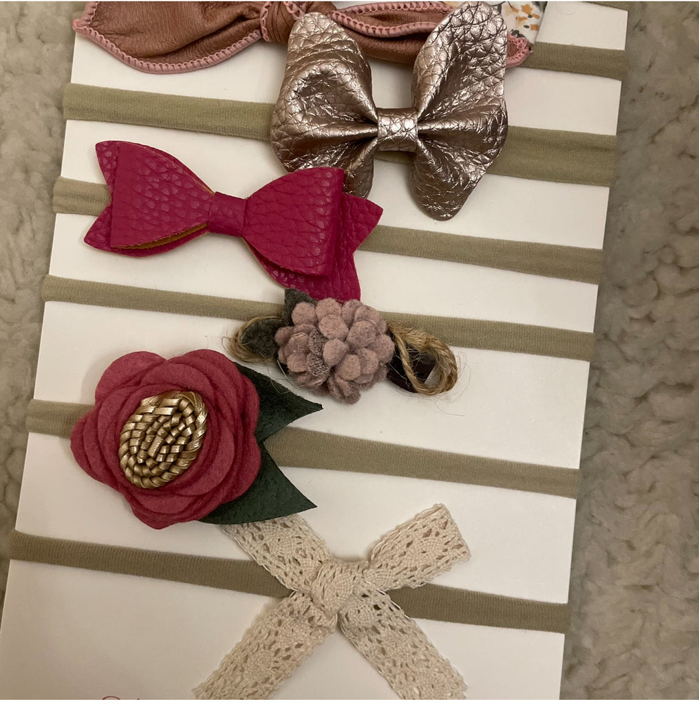 Handmade Super Soft Mix Bow Headband Set (7pcs)