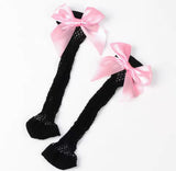 Kids Fishnet Ribbon Bow Socks