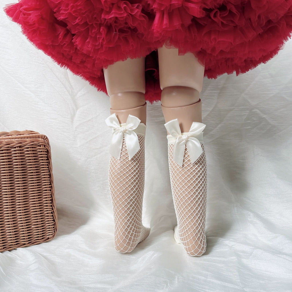 Kids Bow Fishnet Socks