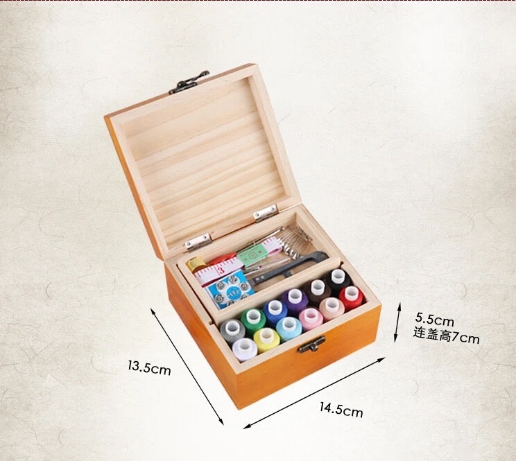 Wooden Sewing Kit Box