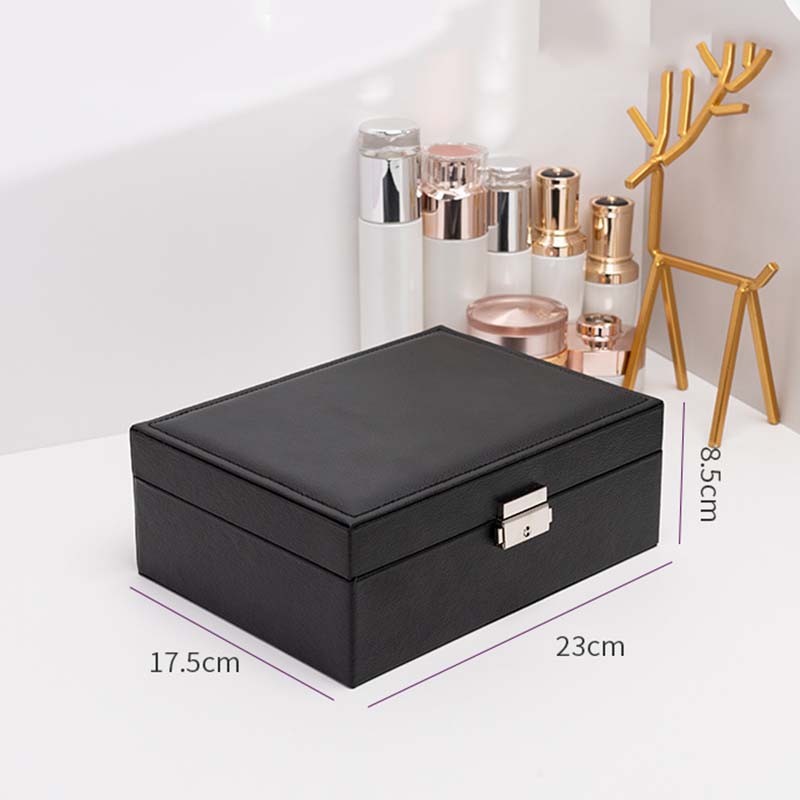 Double-Layer Jewelry Storage Box Multifunction Jewelry Organizer High Capacity Necklace Earring Bracelet Display Holder with Lock
