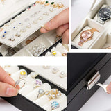 Double-Layer Jewelry Storage Box Multifunction Jewelry Organizer High Capacity Necklace Earring Bracelet Display Holder with Lock