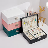 Double-Layer Jewelry Storage Box Multifunction Jewelry Organizer High Capacity Necklace Earring Bracelet Display Holder with Lock