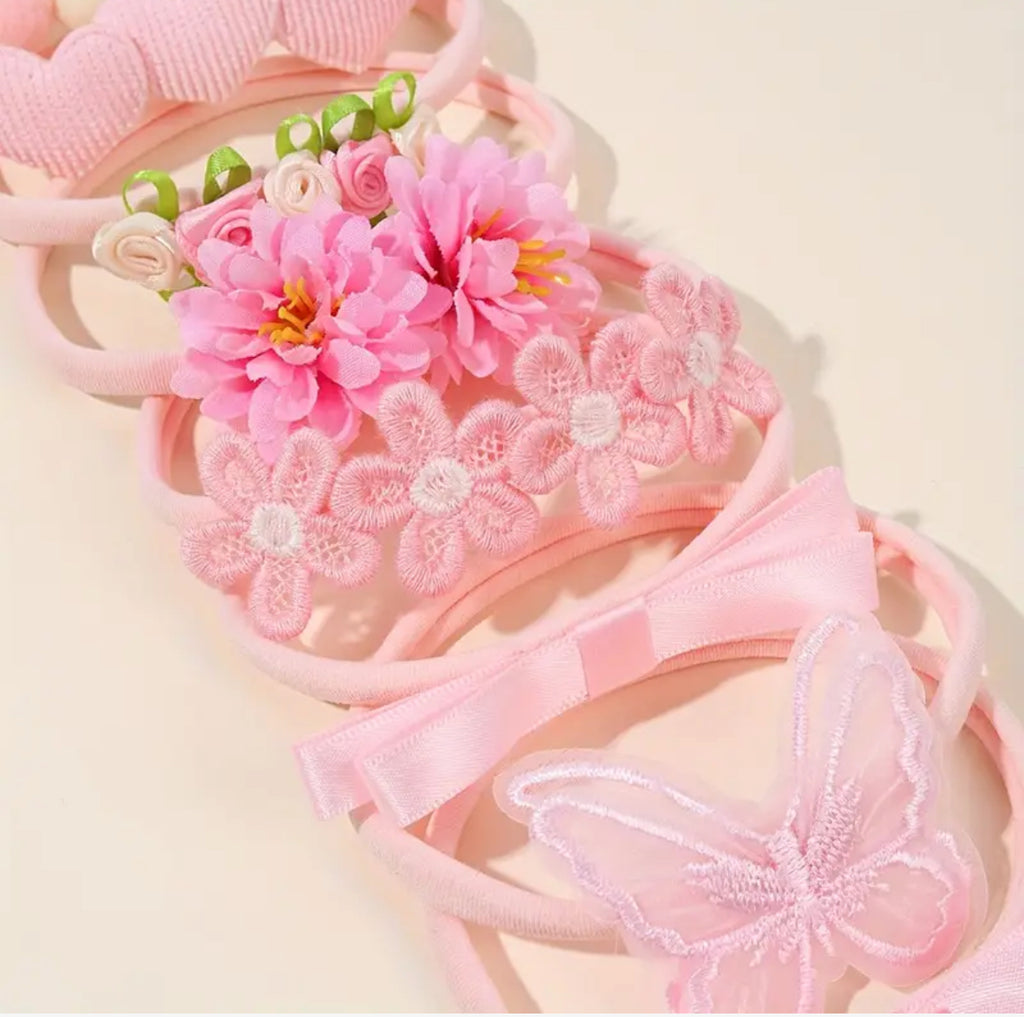 Pre-Order 8pcs Floral & Heart Bow Headband Set
