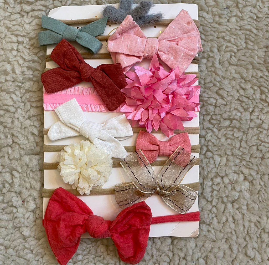 Super Soft Elastic Bow Headband Set (10pcs)