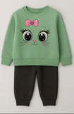 Cat Bow Face Sweatshirt & Trouser Set (2pcs)