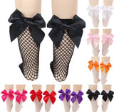 Kids Fishnet Ribbon Bow Socks