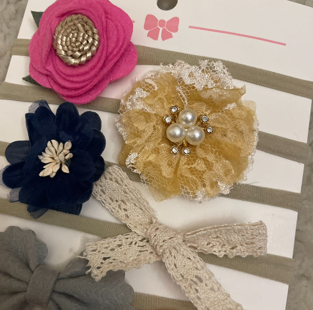 Handmade Super Soft & Stretchable Bow Headband Set (10pcs)