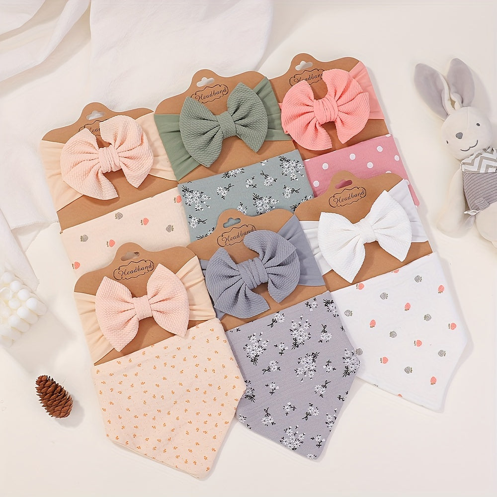 2pcs Girls Bib + Bow Headbands Set