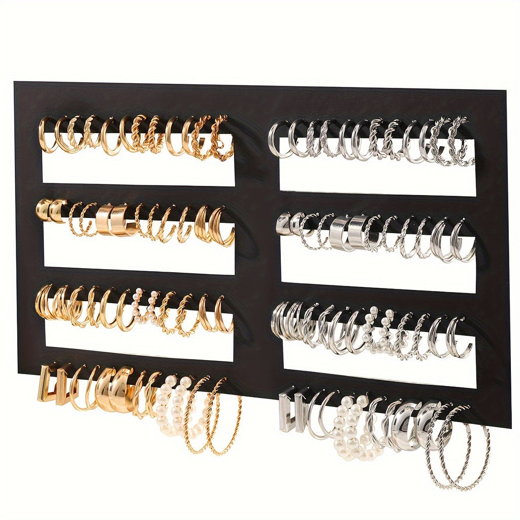 48pcs Big Hoop Earrings Set Creative Twist Design Inlaid Imitation Pearl