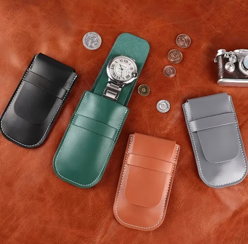 Luxury Faux Leather Lined Single Watch Travel Case