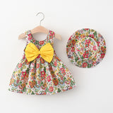 Floral Print Cotton Frock with Hat