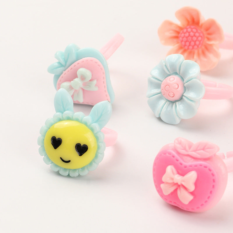 Little Princess Children Cartoon Small Ring Fruit Pumpkin Flower Ring (10pcs)