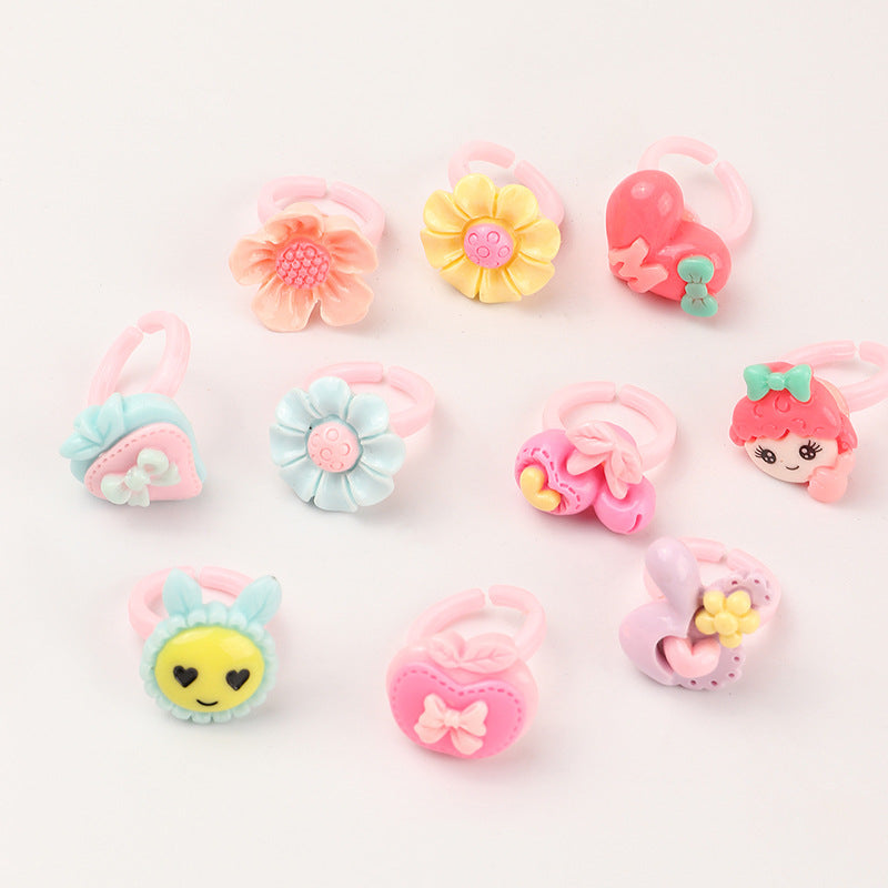 Little Princess Children Cartoon Small Ring Fruit Pumpkin Flower Ring (10pcs)