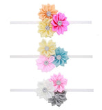 Fancy Triple Flower Baby Headband Set (3 Bands Set)