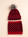 Baby Cap and Neckroll Set - Check Print
