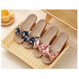 Summer Flax Bow Women Slipper